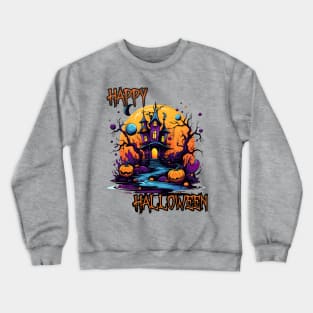 Haunted House Happy Halloween Crewneck Sweatshirt